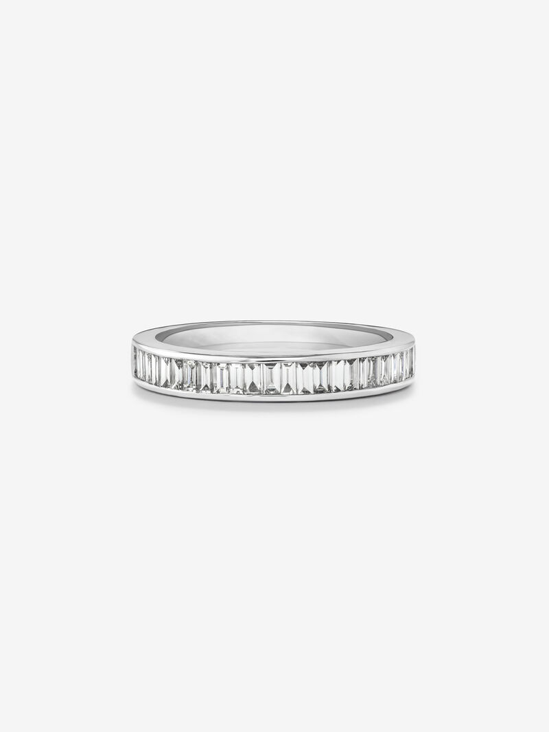Half-eternity engagement ring in 18K white gold with baguette-cut diamonds on band 0.52ct image number 2