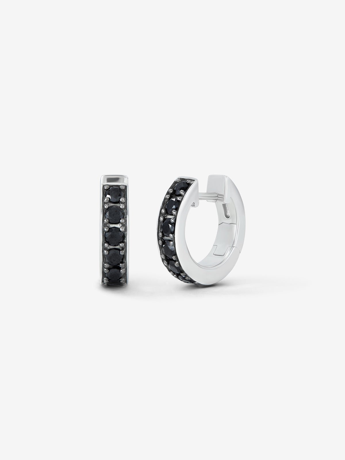 925 silver hoop earrings with black spinels