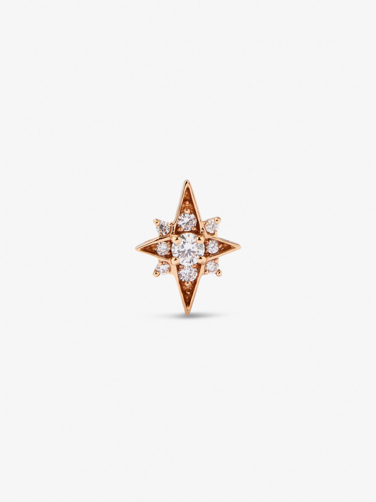 Individual 18K rose gold earring with 9 brilliant-cut diamonds with a total of 0.09 in the shape of a star