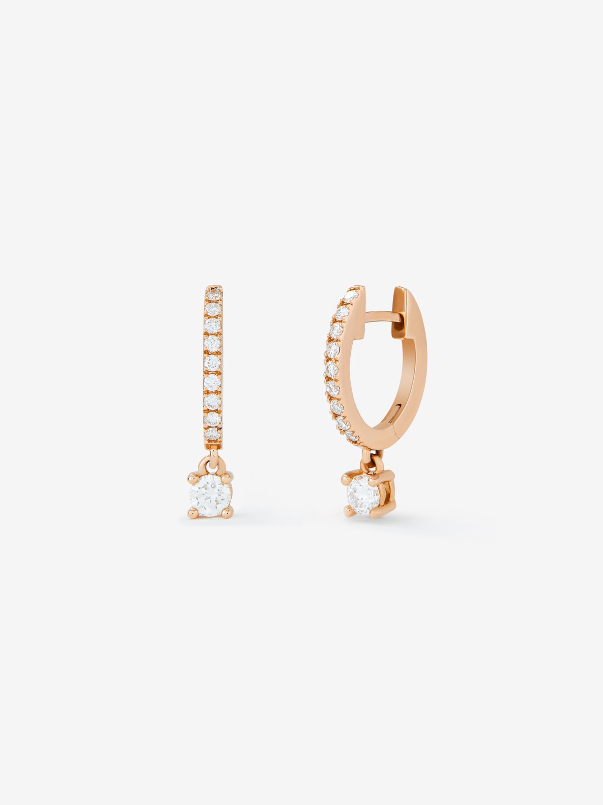 18K rose gold earrings with 20 brilliant-cut diamonds with a total of 0.38 cts