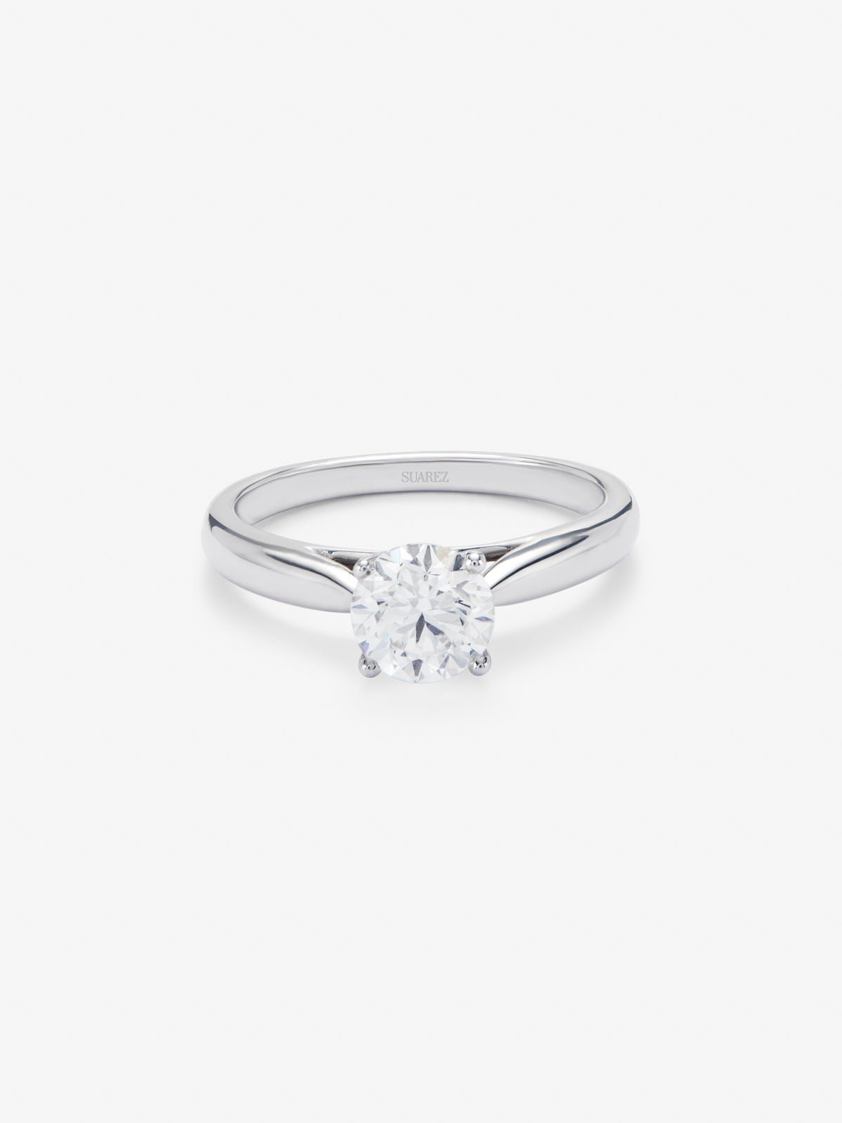 18K white gold solitaire ring with 1 ct brilliant cut diamond
