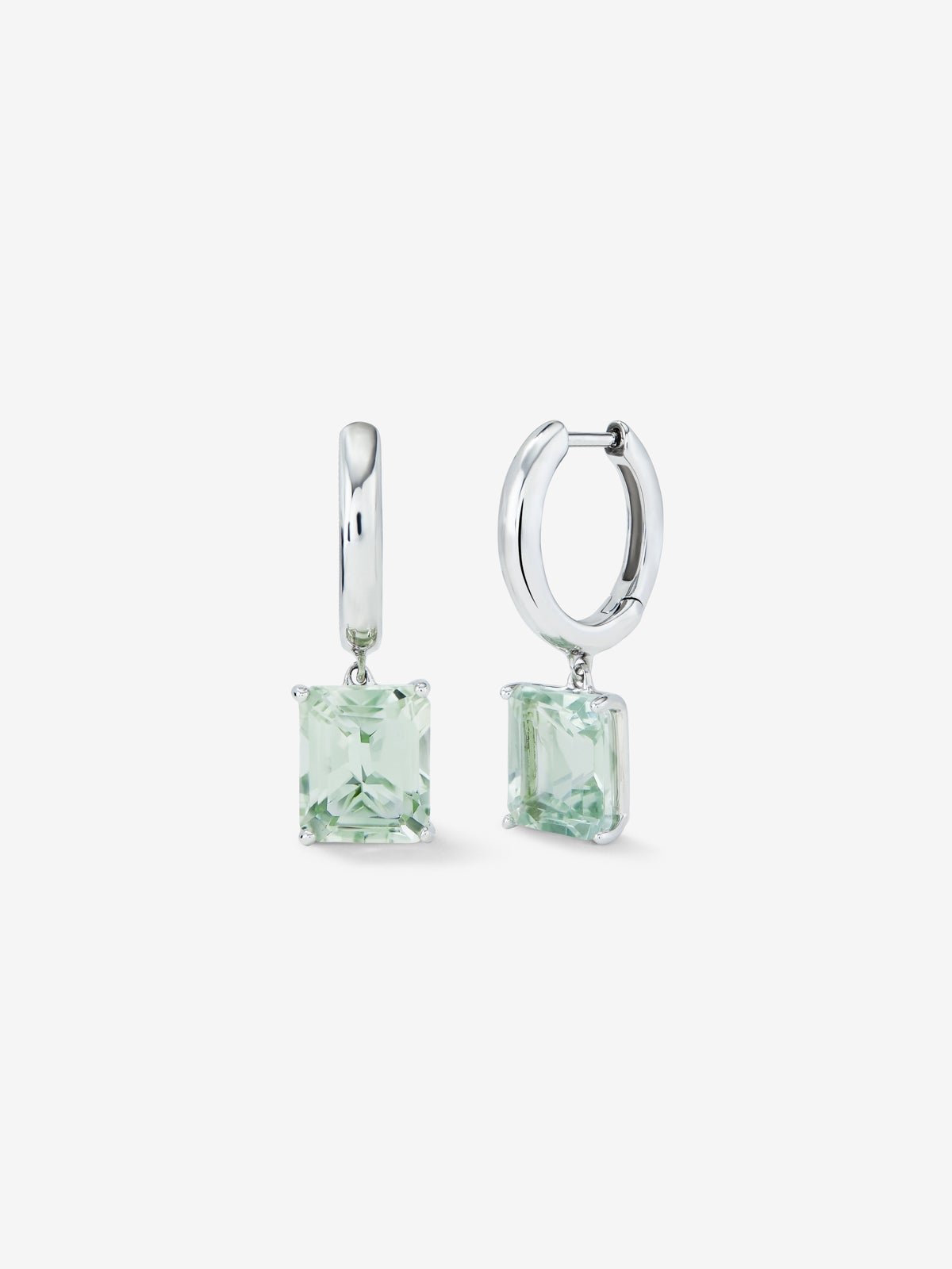 925 Silver hoop earrings with hanging green amethyst
