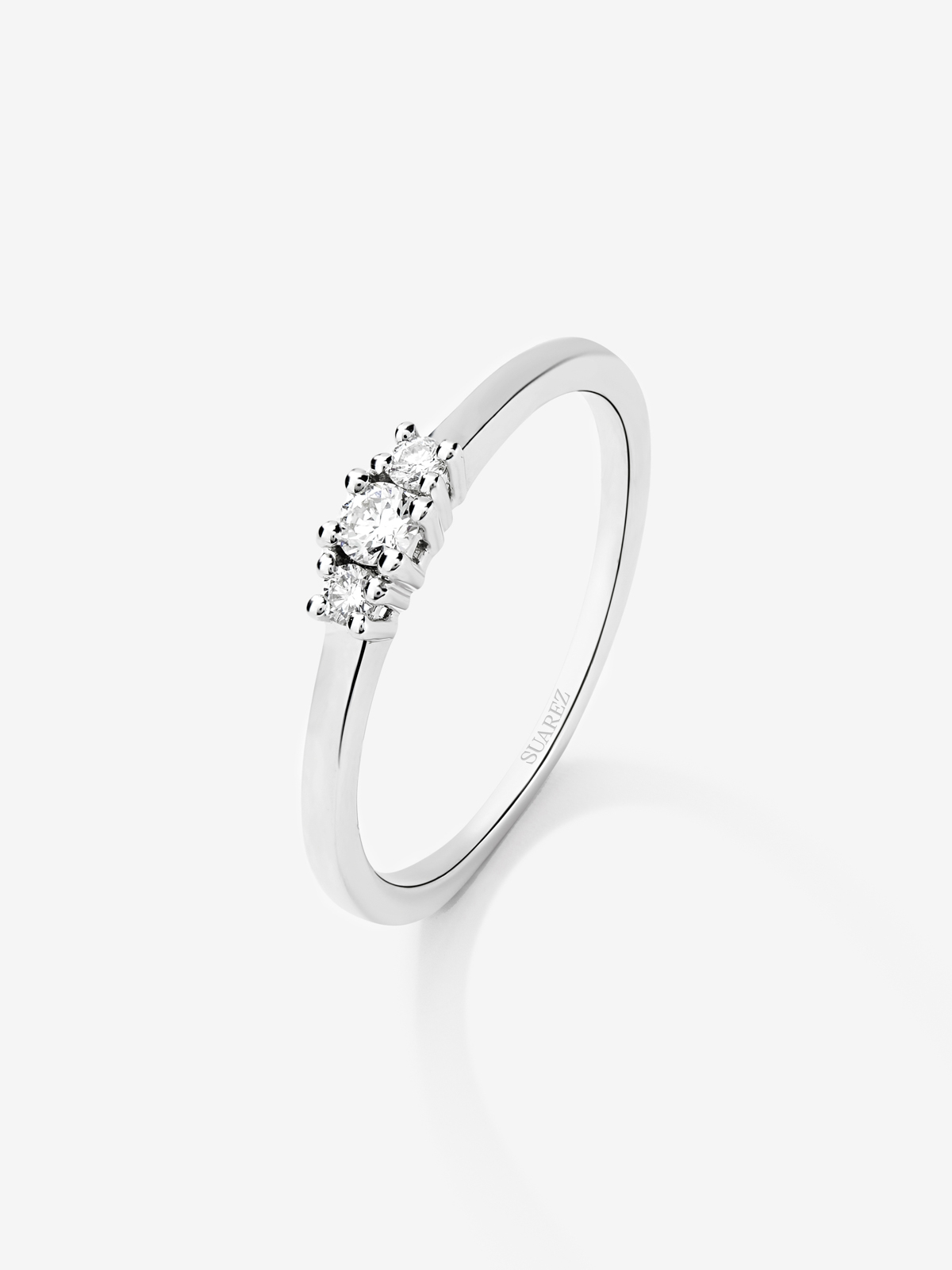 18K White Gold Trilogy Ring with Diamonds