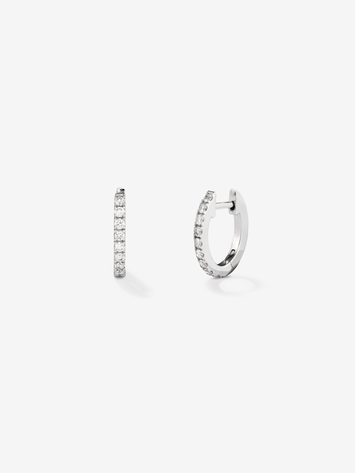 18K White Gold Hoop Earrings with Diamonds