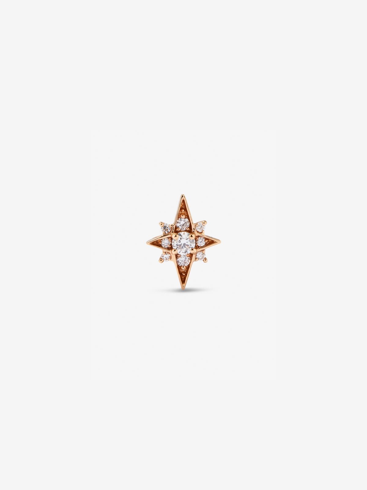 Individual 18K rose gold earring with 9 brilliant-cut diamonds with a total of 0.09 in the shape of a star