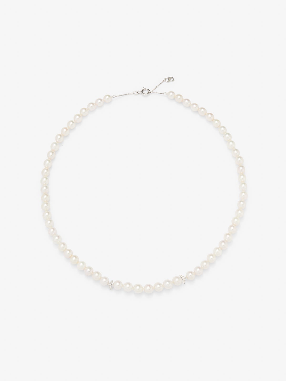 18K white gold necklace with pearls Akoya