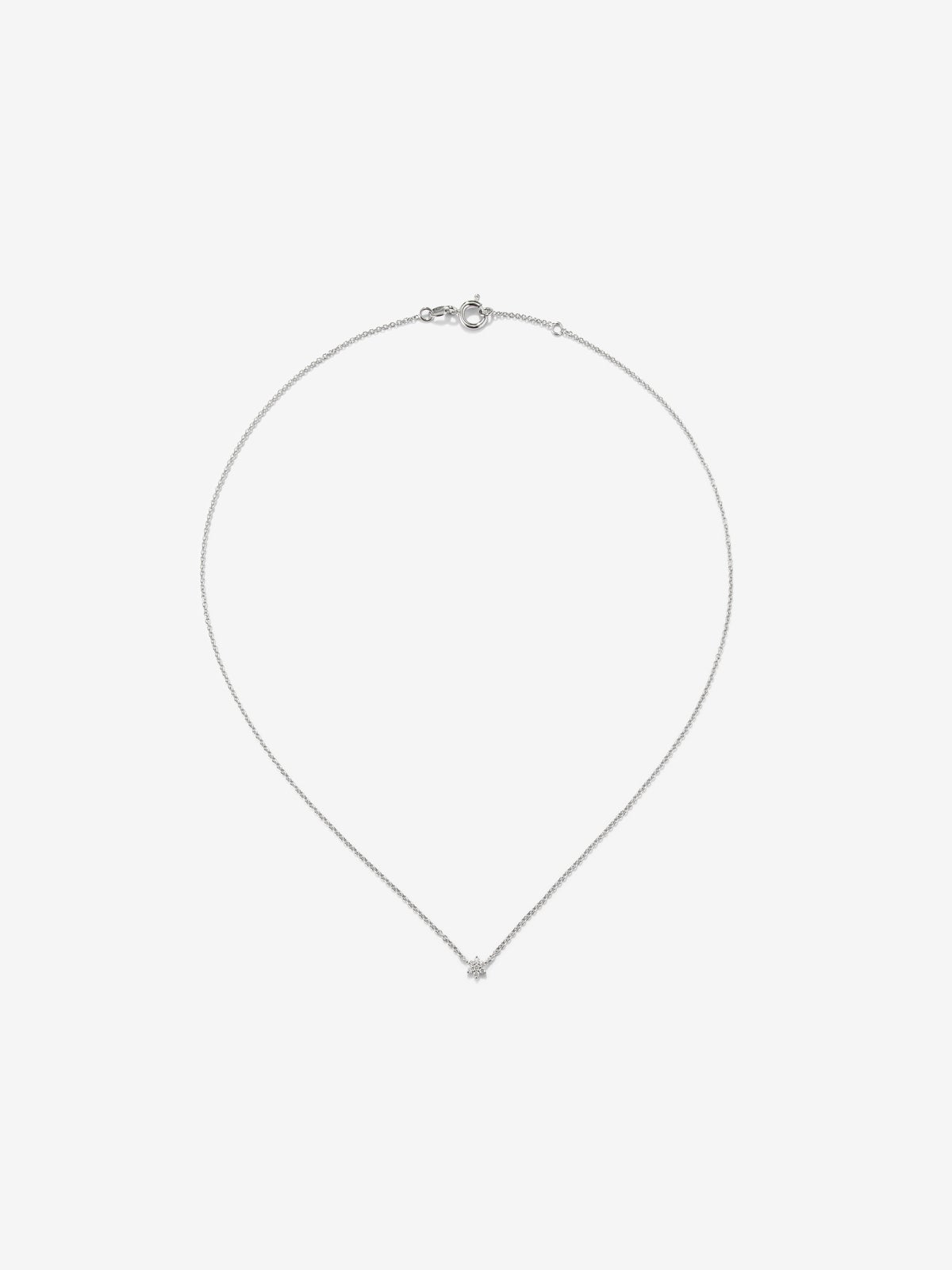 18K White Gold Flower Pendant Chain with Diamonds