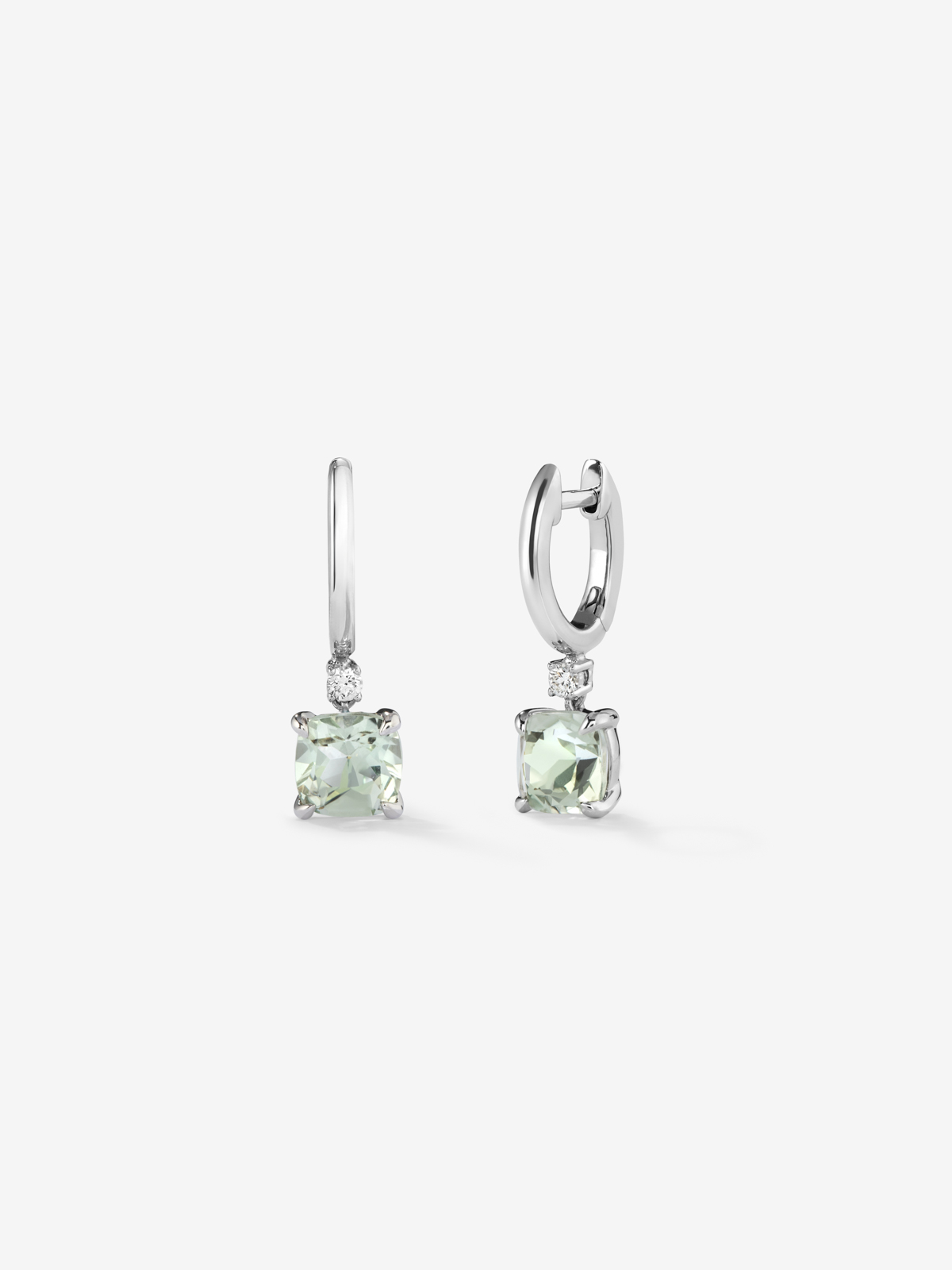 925 Silver hoop earrings with hanging green amethyst