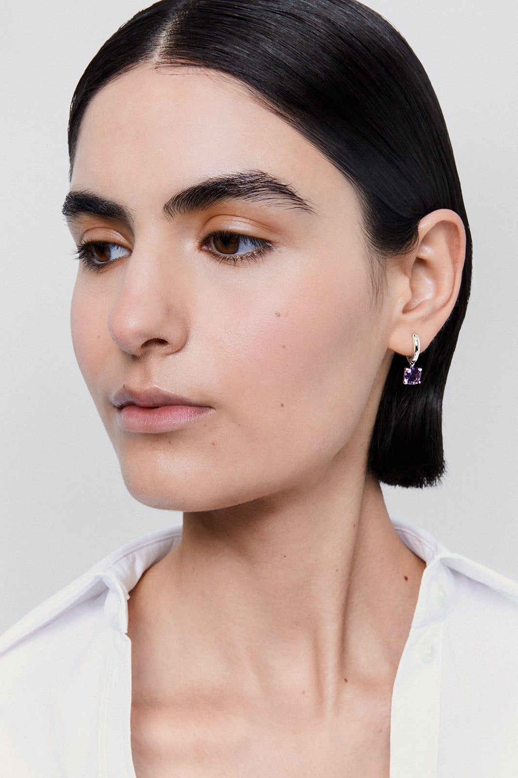 925 silver earrings with 2 cushion-cut green amethysts