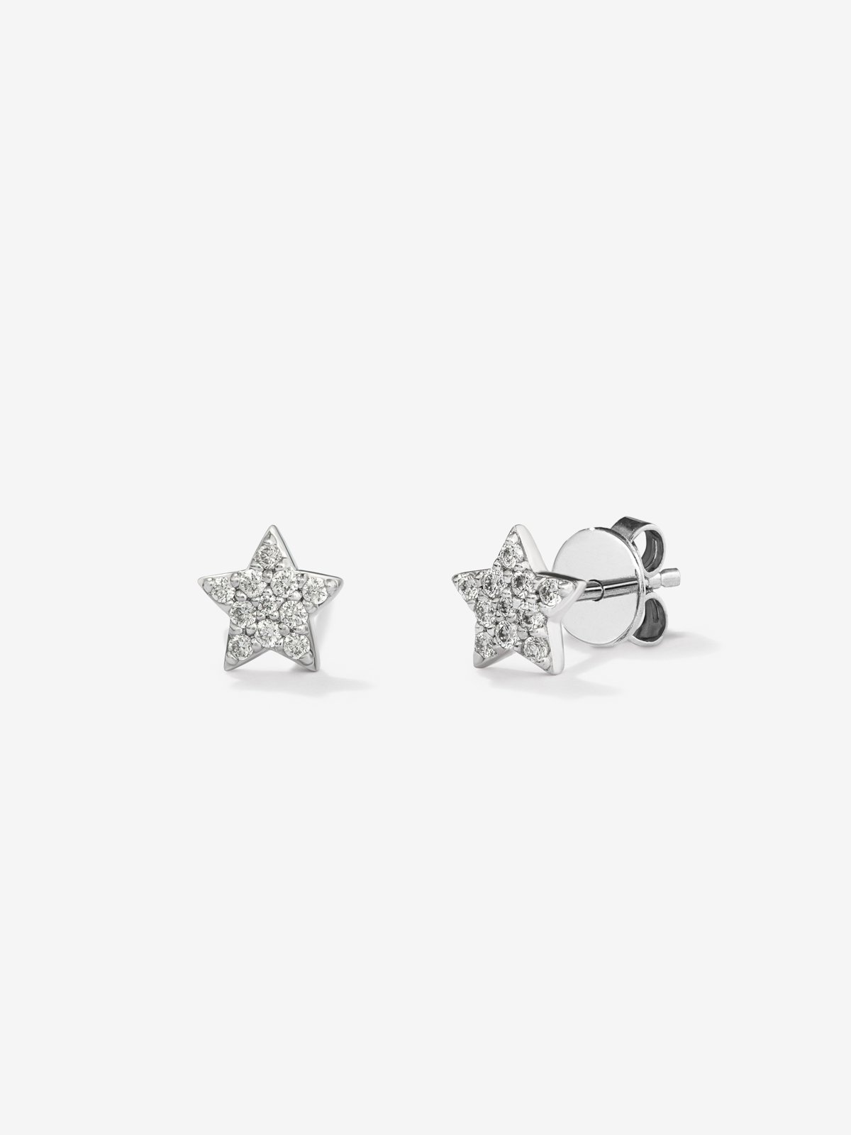 18K White Gold Star Earrings with Diamonds