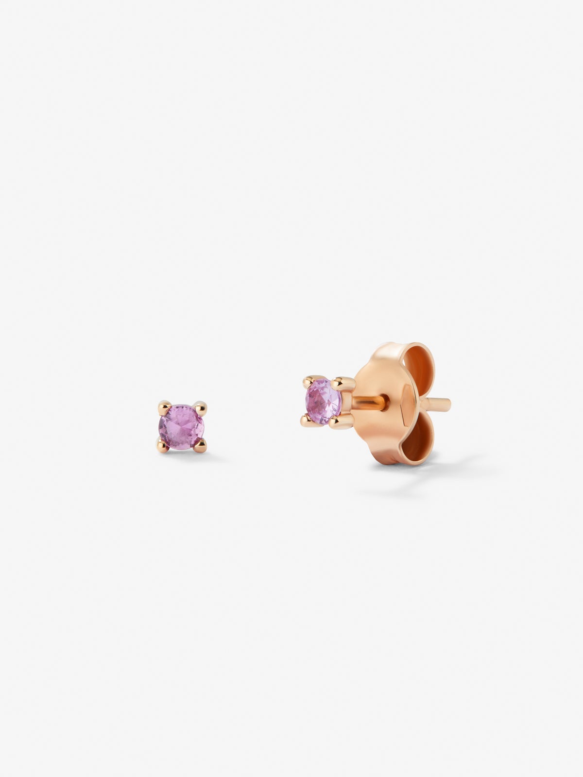 18K rose gold earrings with 2 brilliant-cut pink sapphires with a total of 0.12 cts
