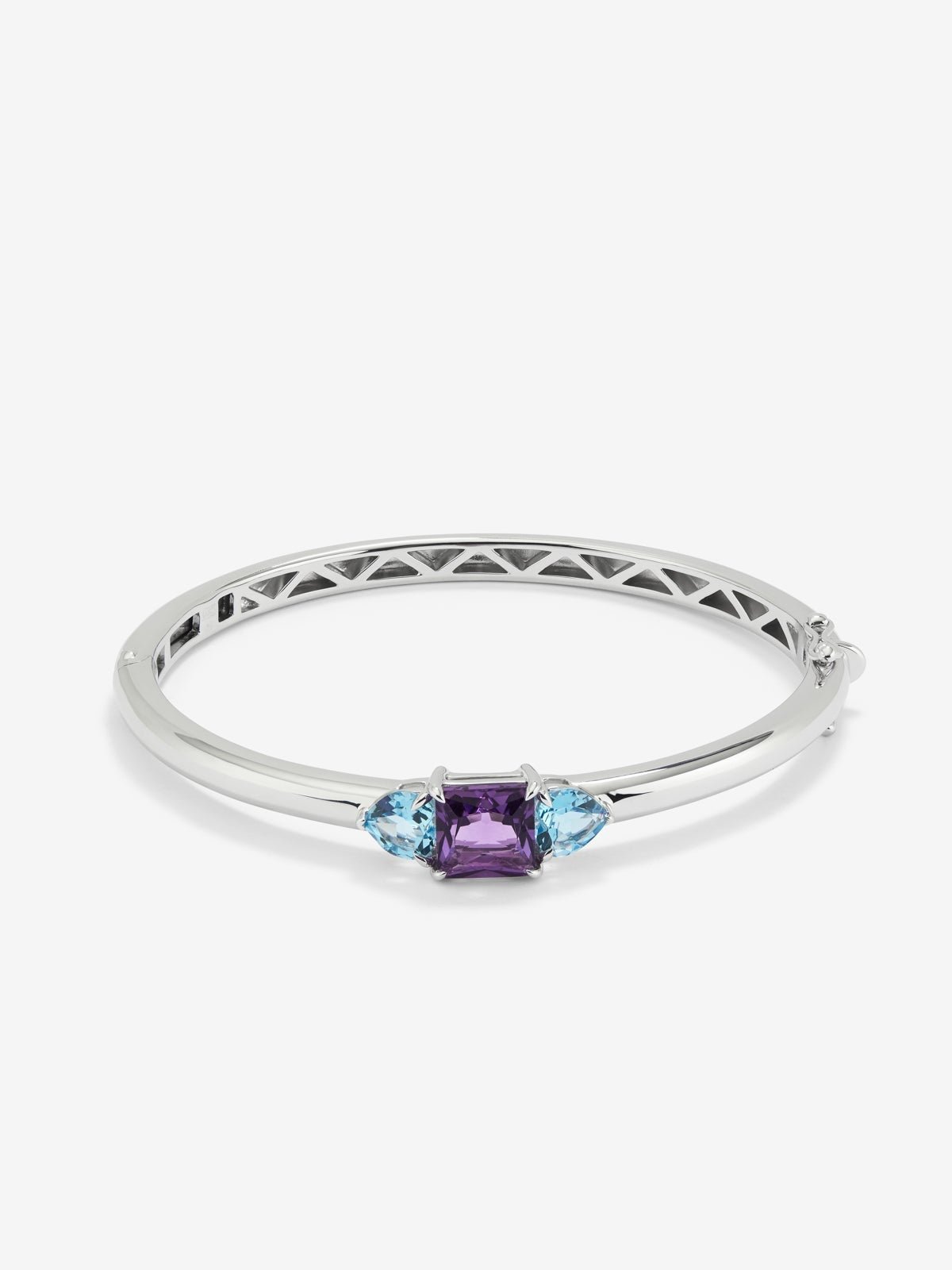 925 Silver Rigid Bracelet with Amethyst and Topaz