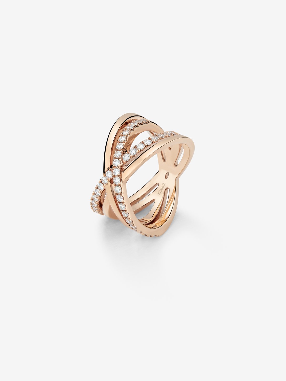 18K rose gold cross ring with 40 brilliant-cut diamonds with a total of 0.56 cts