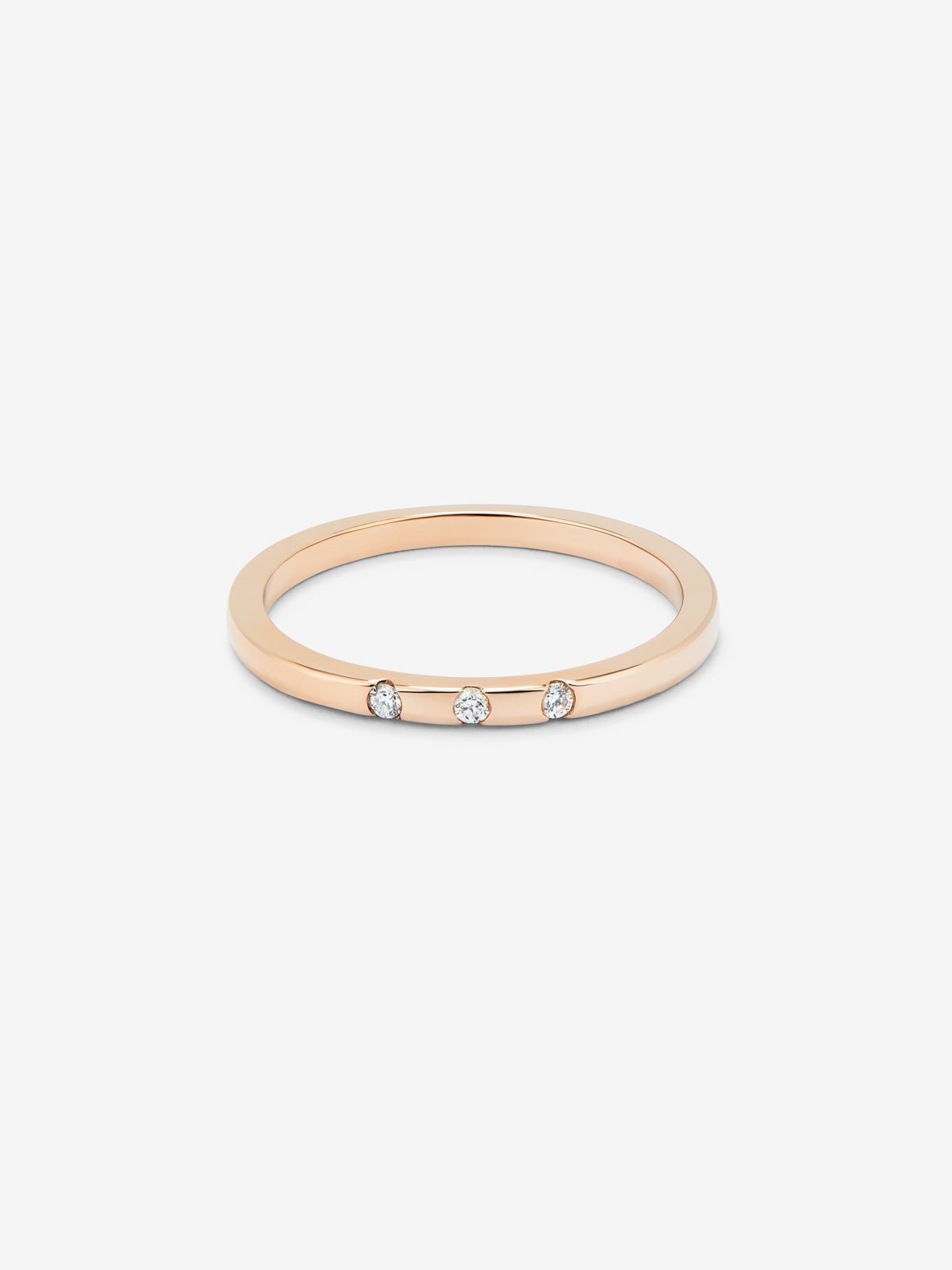 18K rose gold ring with 3 brilliant-cut diamonds with a total of 1.4 cts