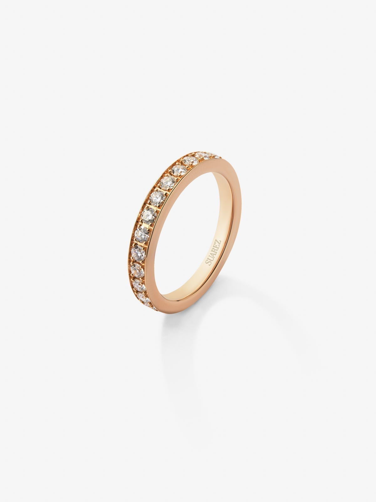 Half ring in 18K rose gold with 16 brilliant-cut diamonds with a total of 0.24 cts