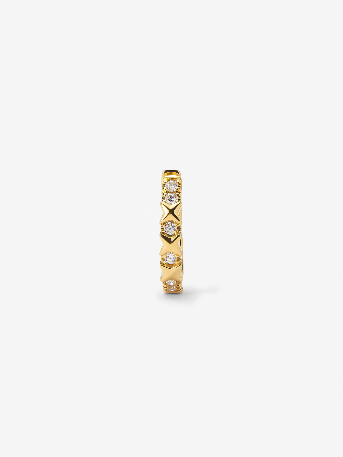 Individual 18K yellow gold hoop earring with 6 brilliant-cut diamonds with a total of 0.04 cts