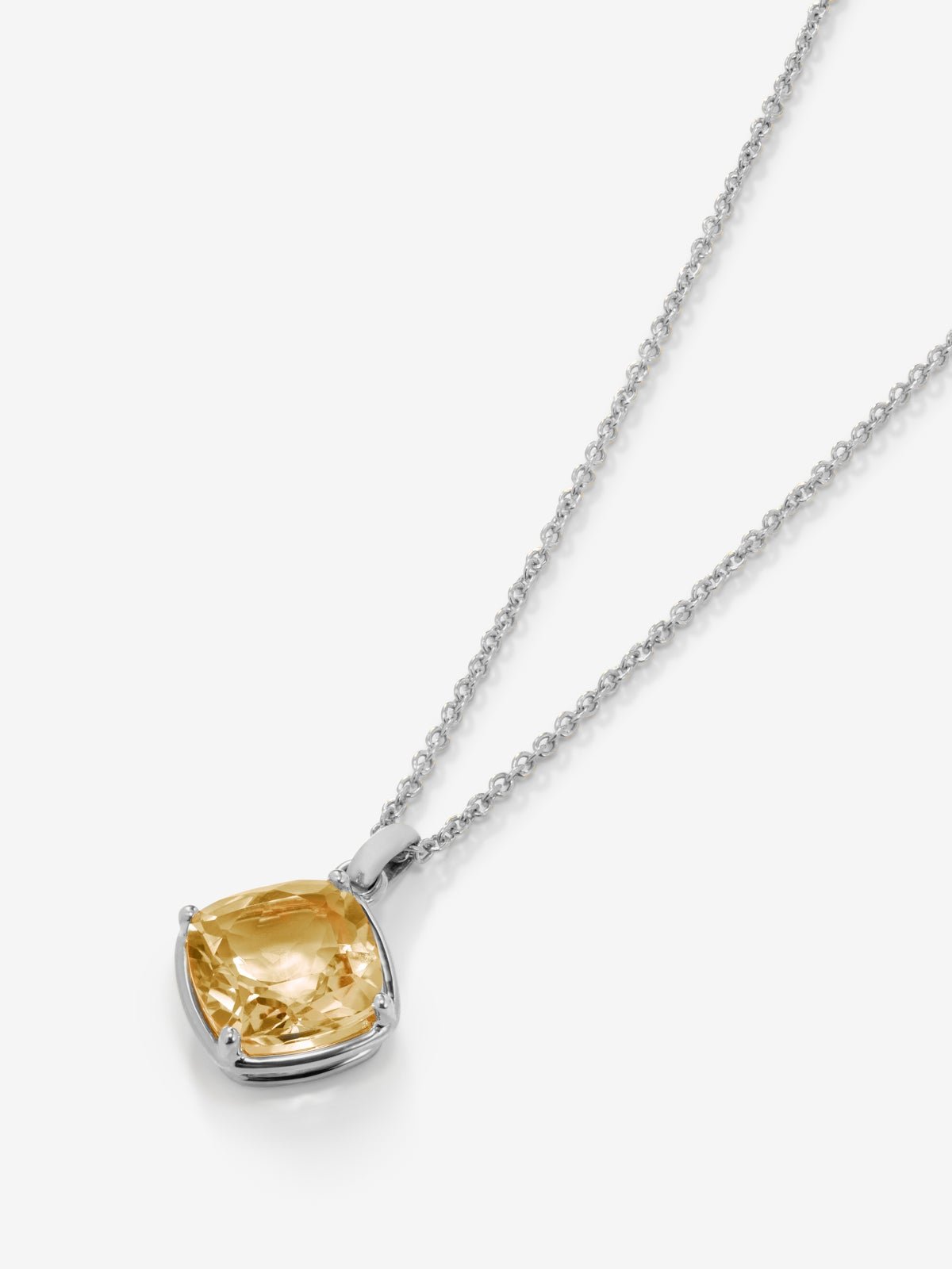 925 silver pendant with citrine quartz in cushion cut