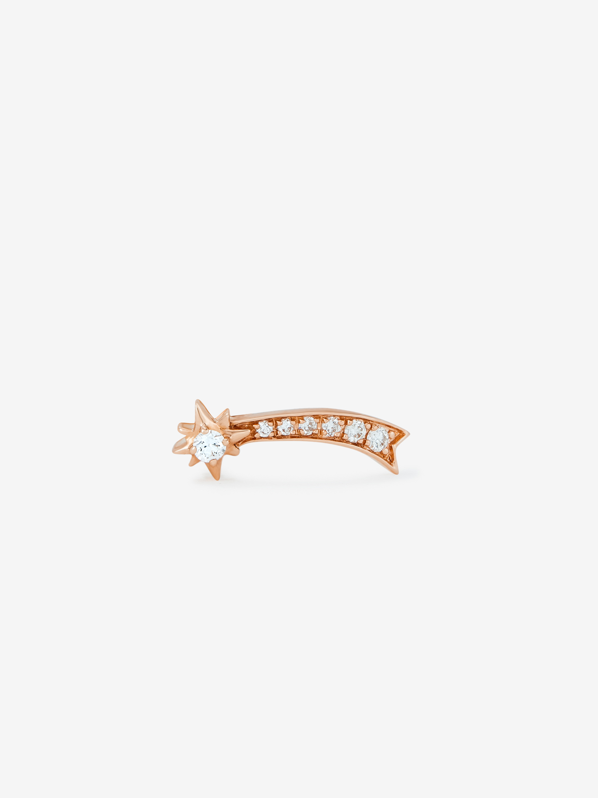 Individual left climber shooting star earring in 18K rose gold with diamonds