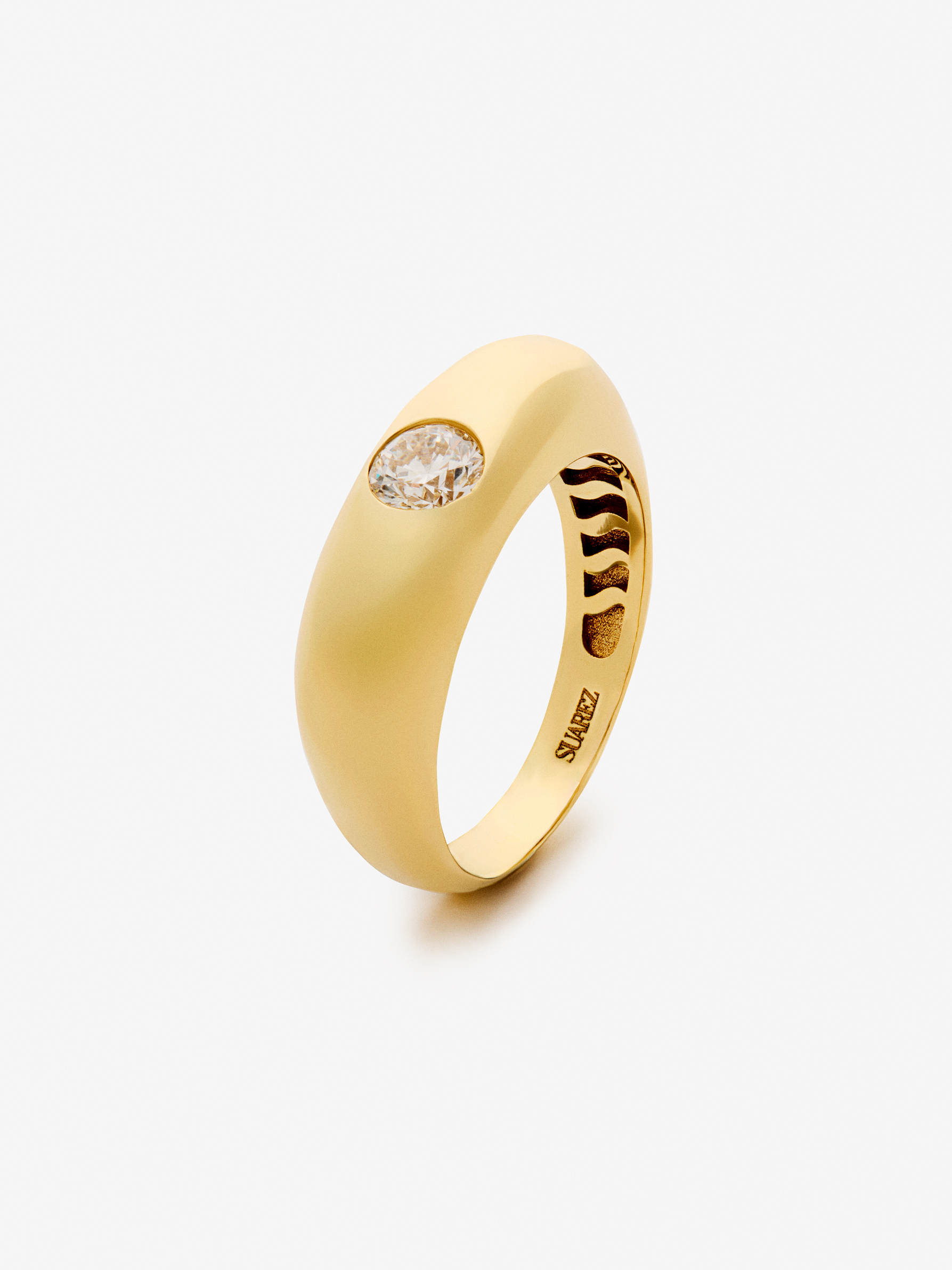 18K yellow gold ring with 0.4 ct brilliant cut diamond