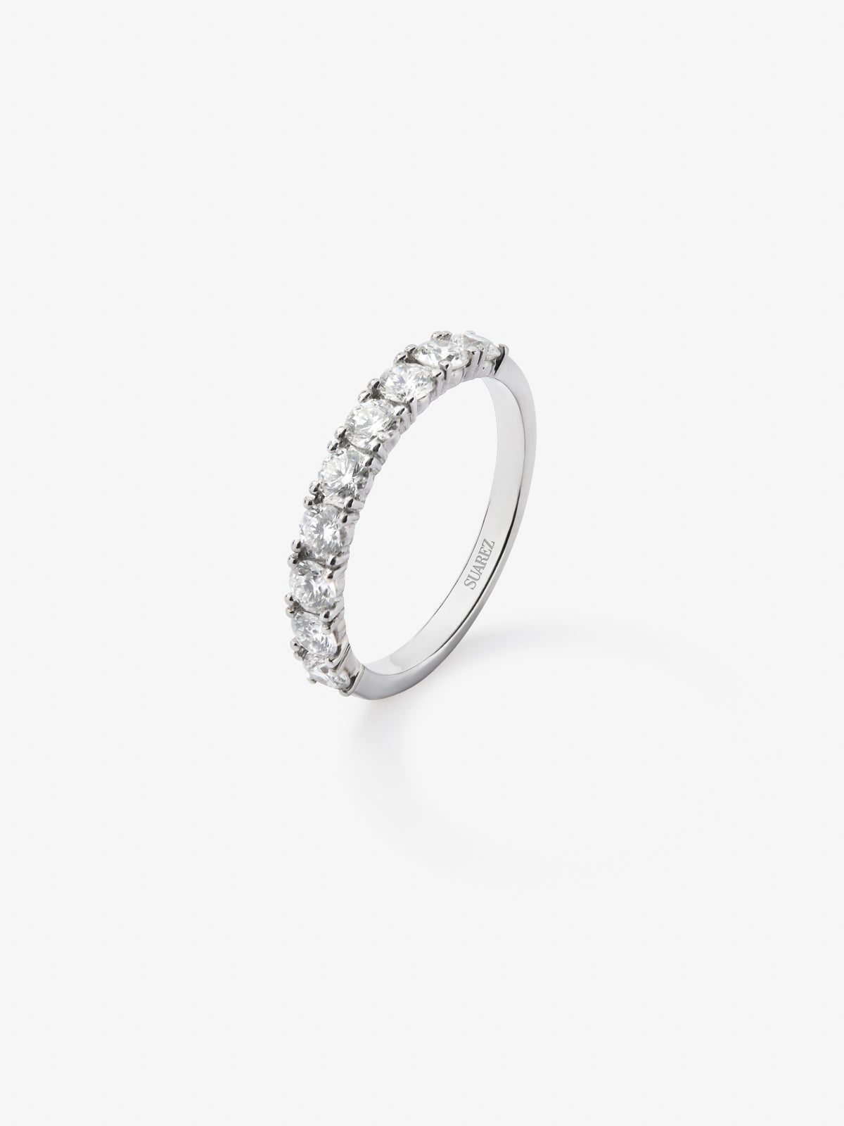 Half ring in 18K white gold with 10 brilliant-cut diamonds with a total of 0.74 cts