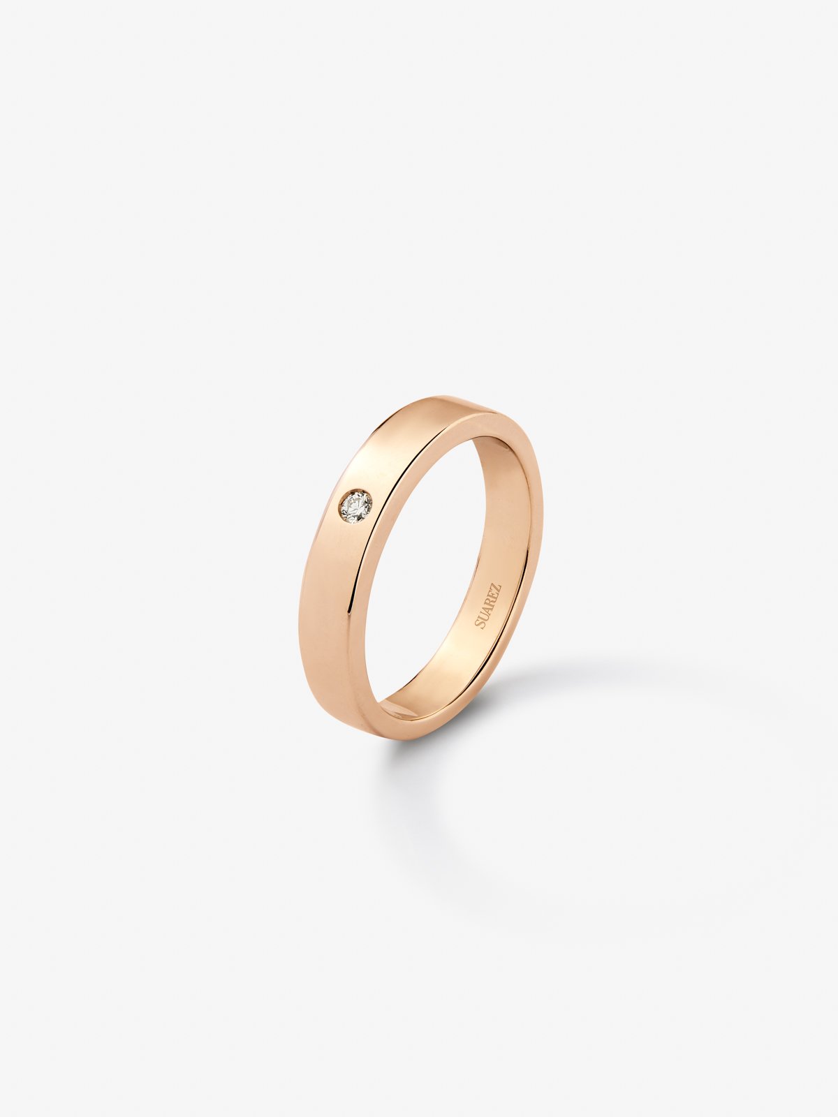18K Rose Gold Wedding Band Ring with Diamond