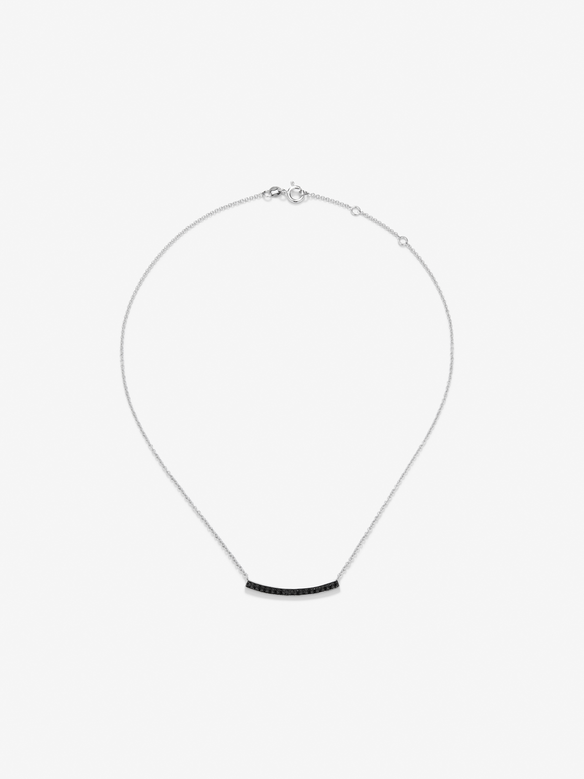925 silver necklace with stars and black spinels in brilliant cut of 0.43 cts