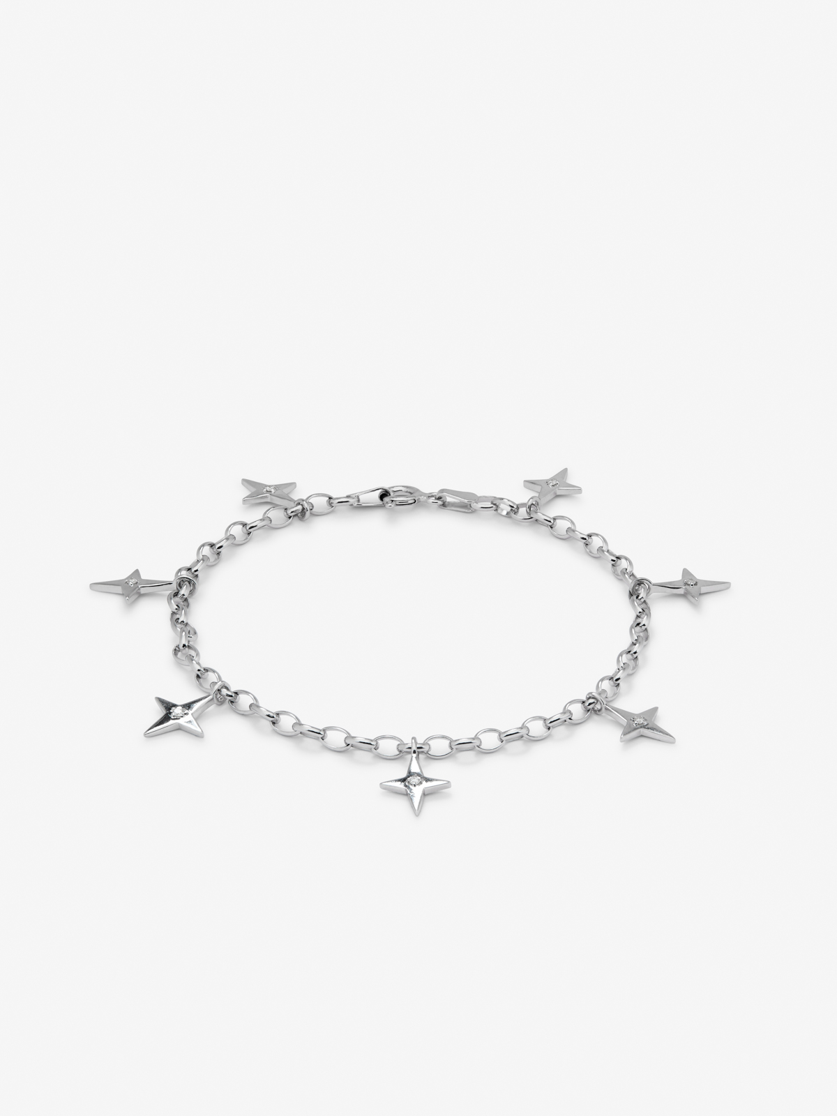 Silver star bracelet with diamonds