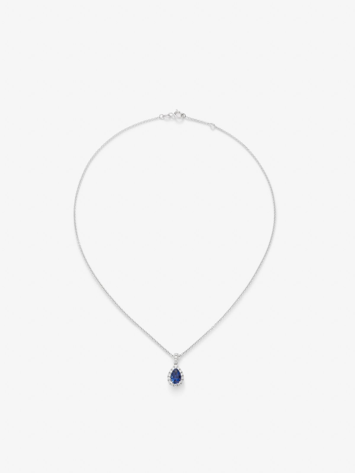 18K white gold pendant with blue sapphir