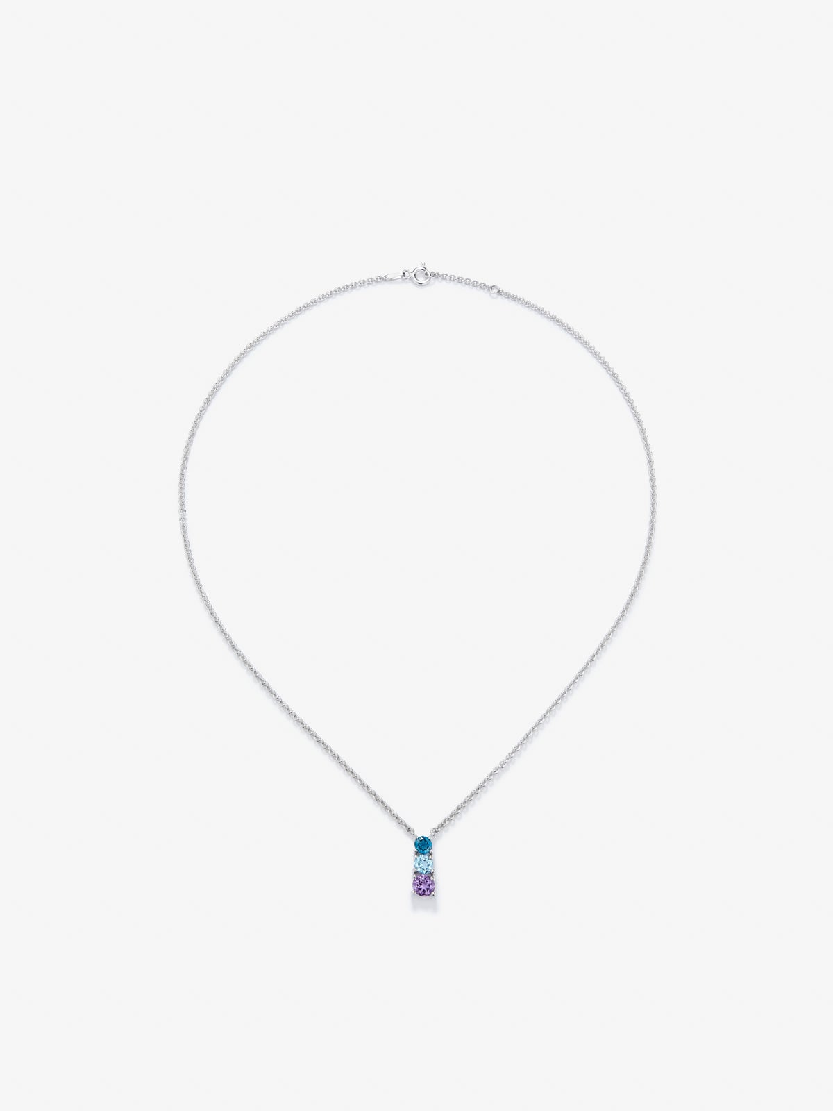 925 silver pendant with London blue, blue swiss blue and amethyst
