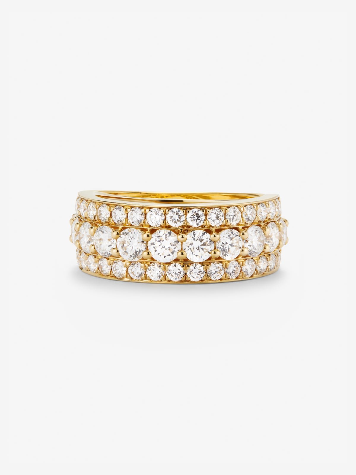 18K yellow gold ring with 22 brilliant-cut diamonds with a total of 2.08 cts