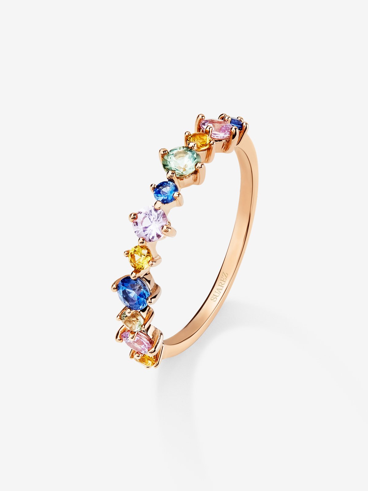 18K Rose Gold Ring with Multicolor Sapphire