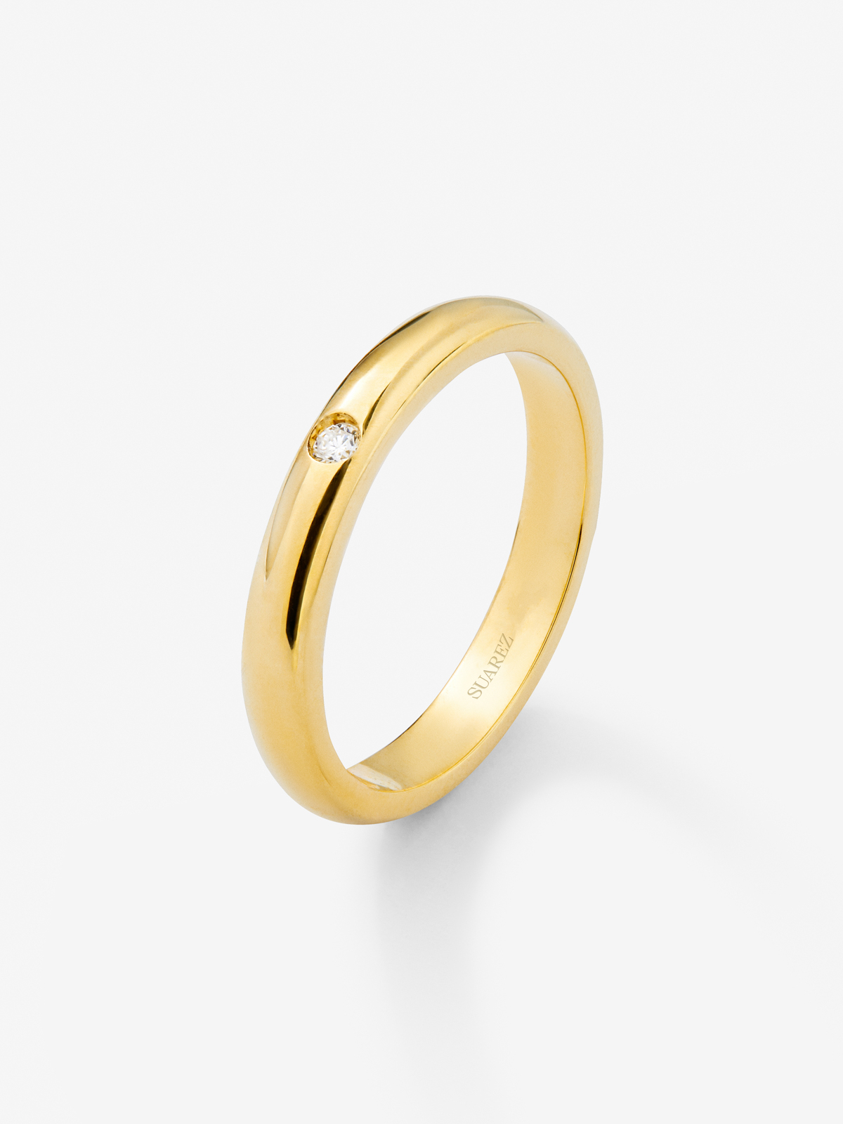 Alianza de oro amarillo de 18K con diamante en talla brillante de 0,03 cts