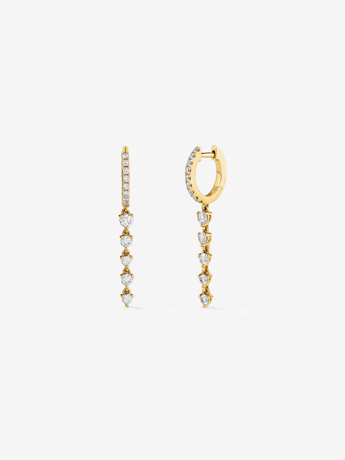 18K yellow gold earrings with white diamonds of 1.09 cts