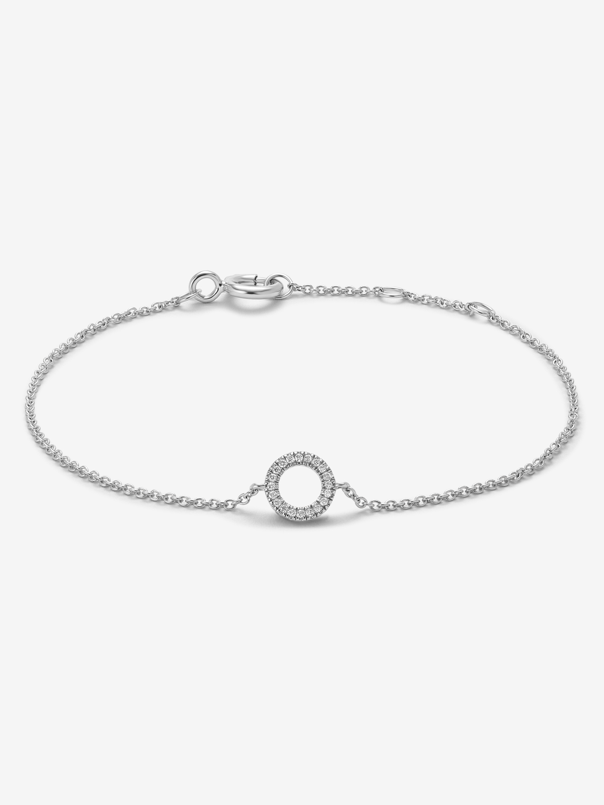 18K white gold bracelet with pave diamonds chain