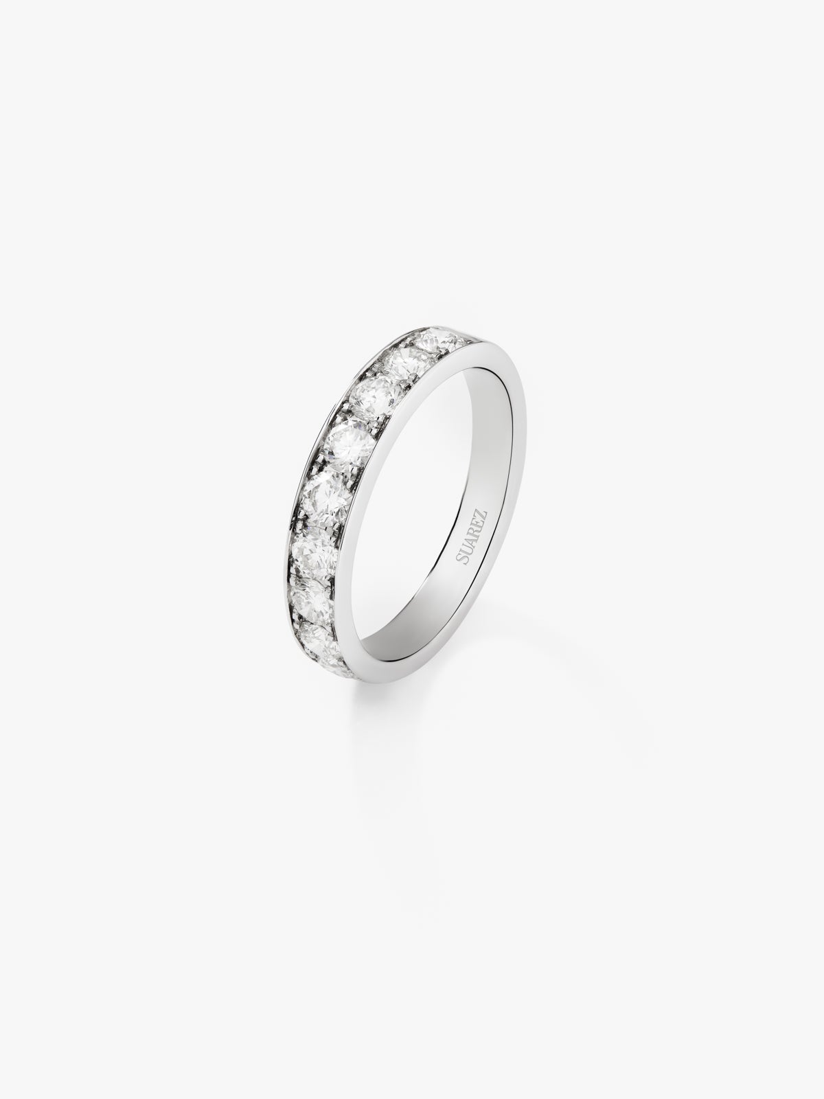 Half ring in 18K white gold with 8 brilliant-cut diamonds with a total of 1.14 cts