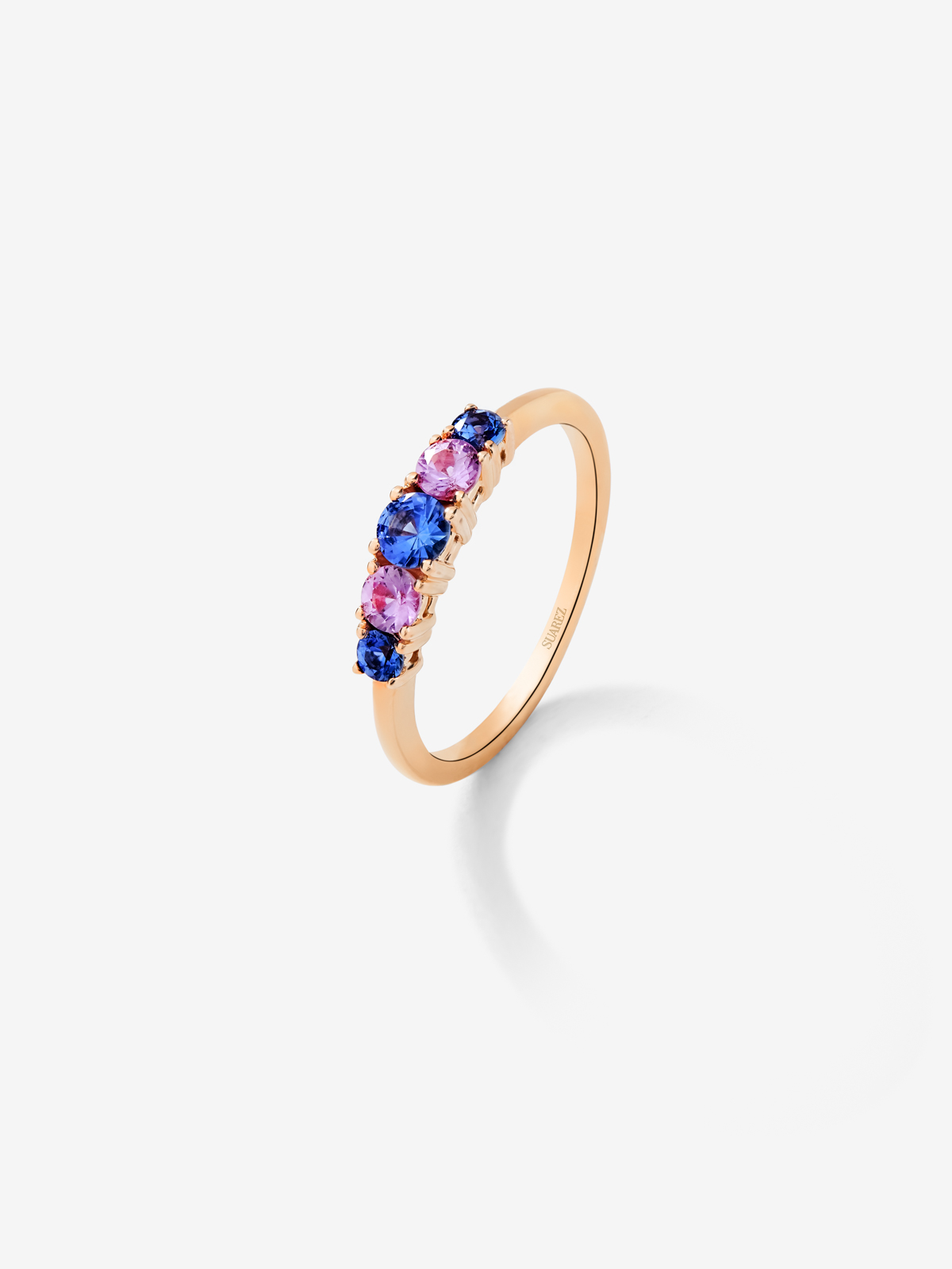 18K Rose Gold Quintet Ring with Multicolored Sapphire