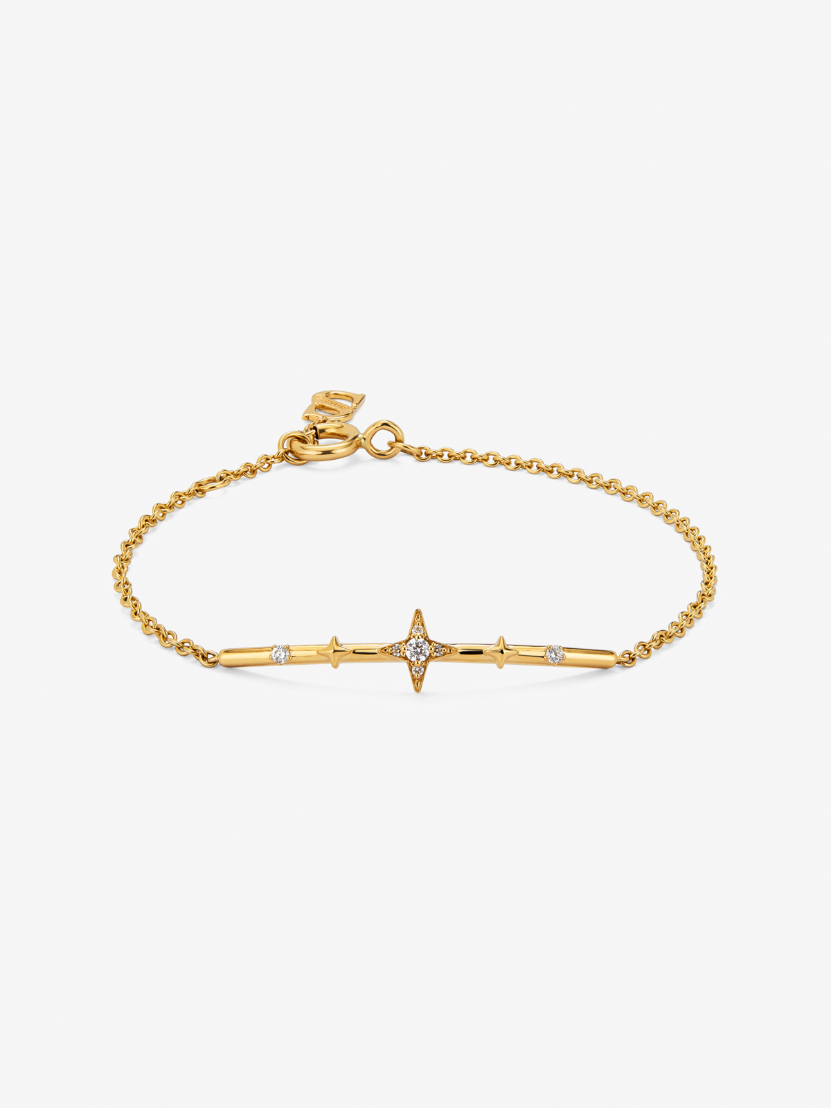 18K yellow gold bracelet with 7 brilliant-cut diamonds with a total of 0.08 cts