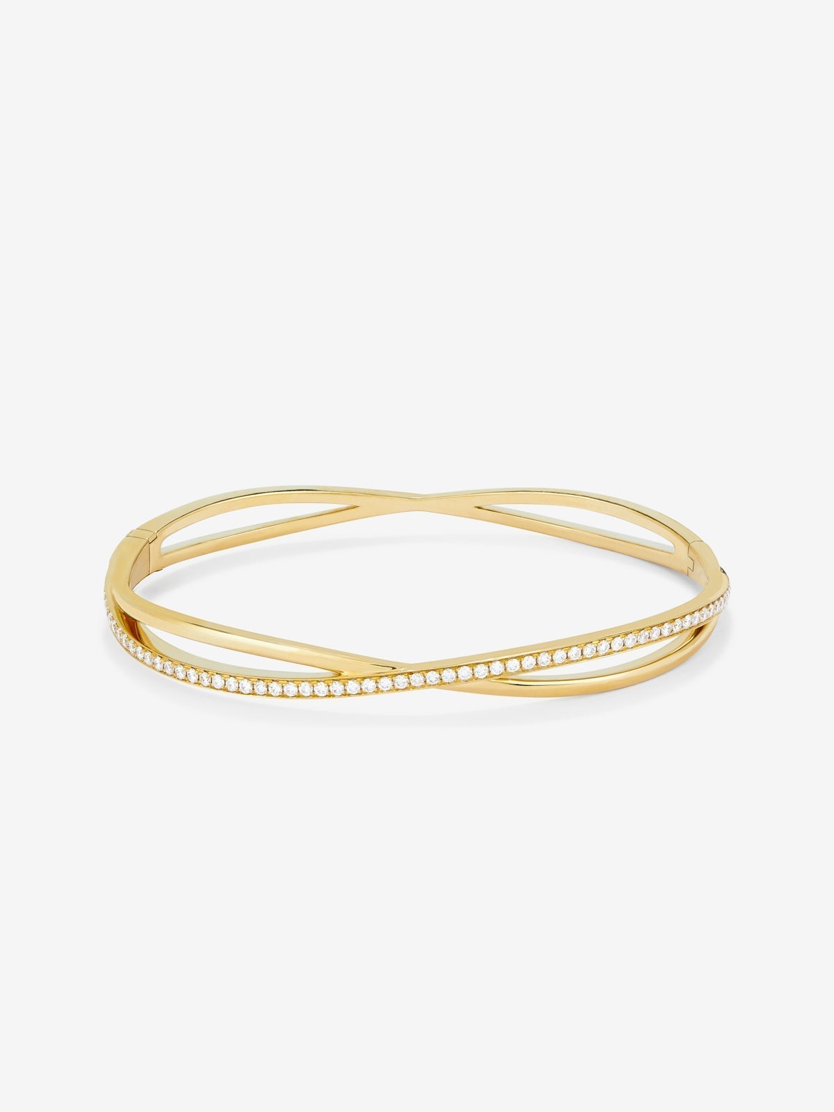 Rigid yellow gold bracelet of 18k with white diamonds in 0.74 cts