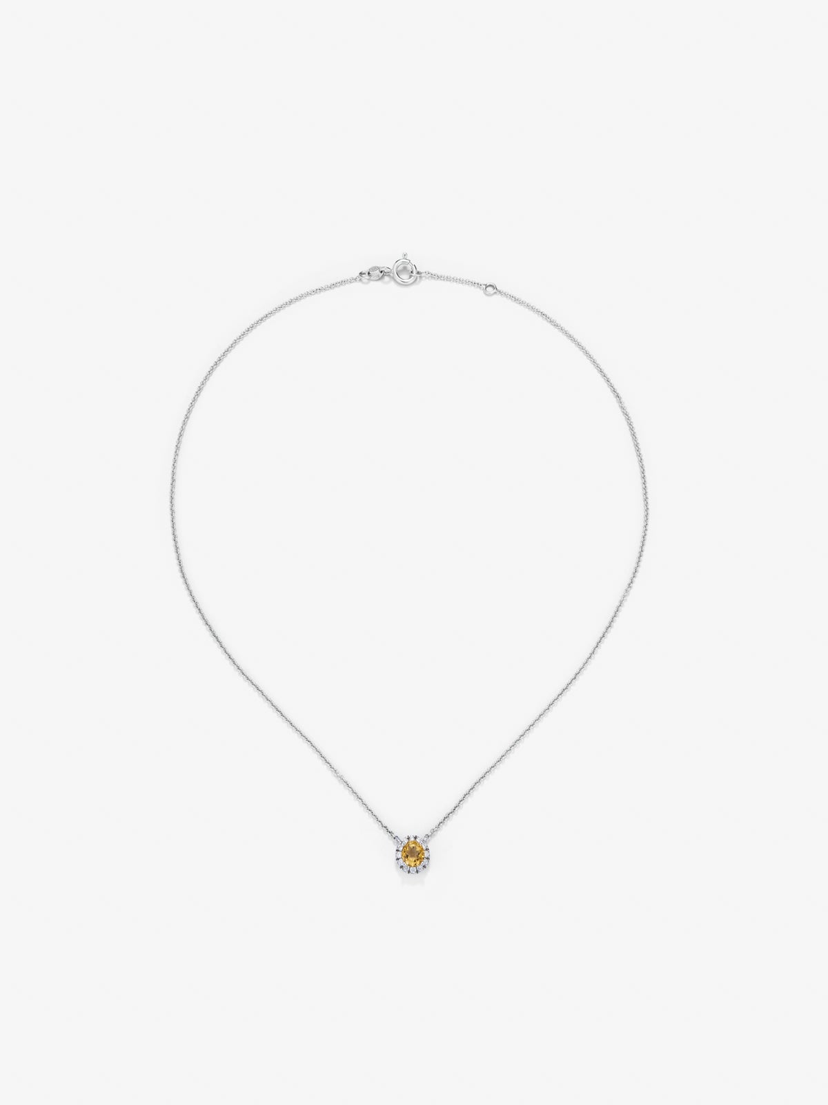 18K white gold pendant with citrine quartz 0.57 cts and diamonds 0.14 cts
