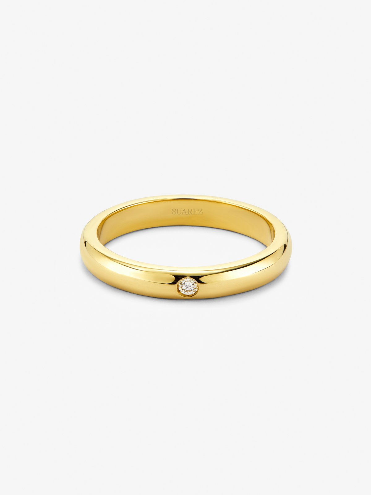 Alianza de oro amarillo de 18K con diamante en talla brillante de 0,03 cts