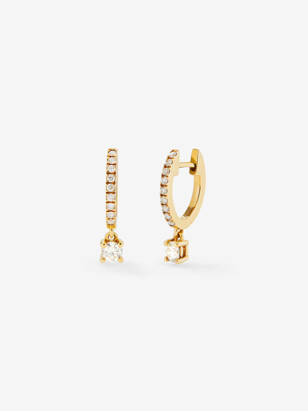 18K yellow gold earrings with white diamonds of 0.41 cts