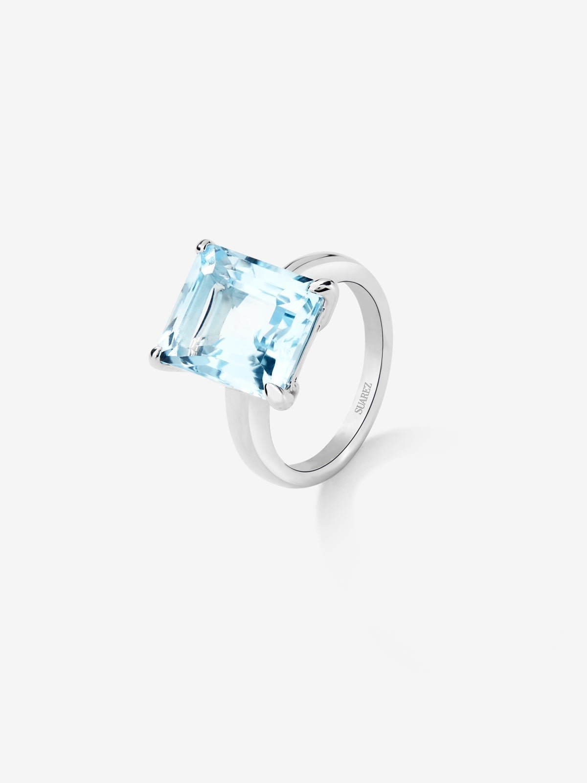 925 silver cocktail ring with sky blue topaz in octagonal cut