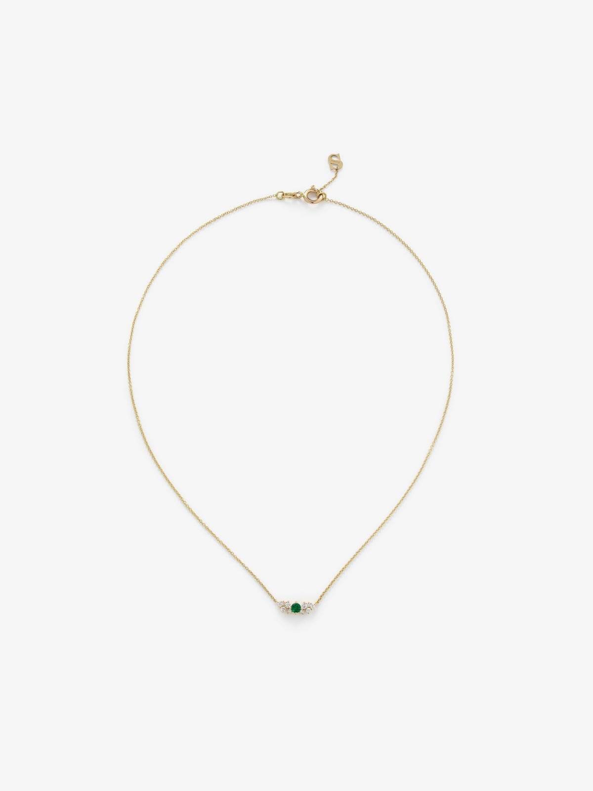 18K yellow gold pendant chain with emerald and diamonds