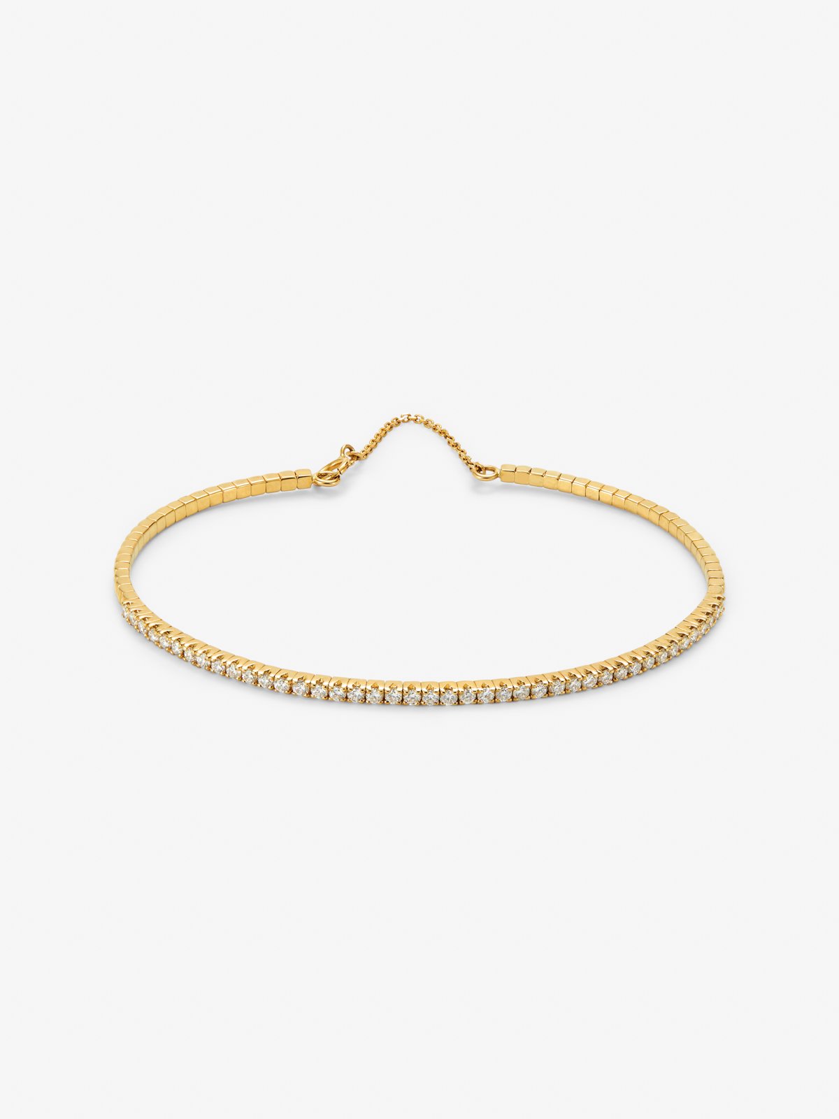 Rigid 18K yellow gold bracelet with 42 brilliant-cut diamonds with a total of 0.75 cts