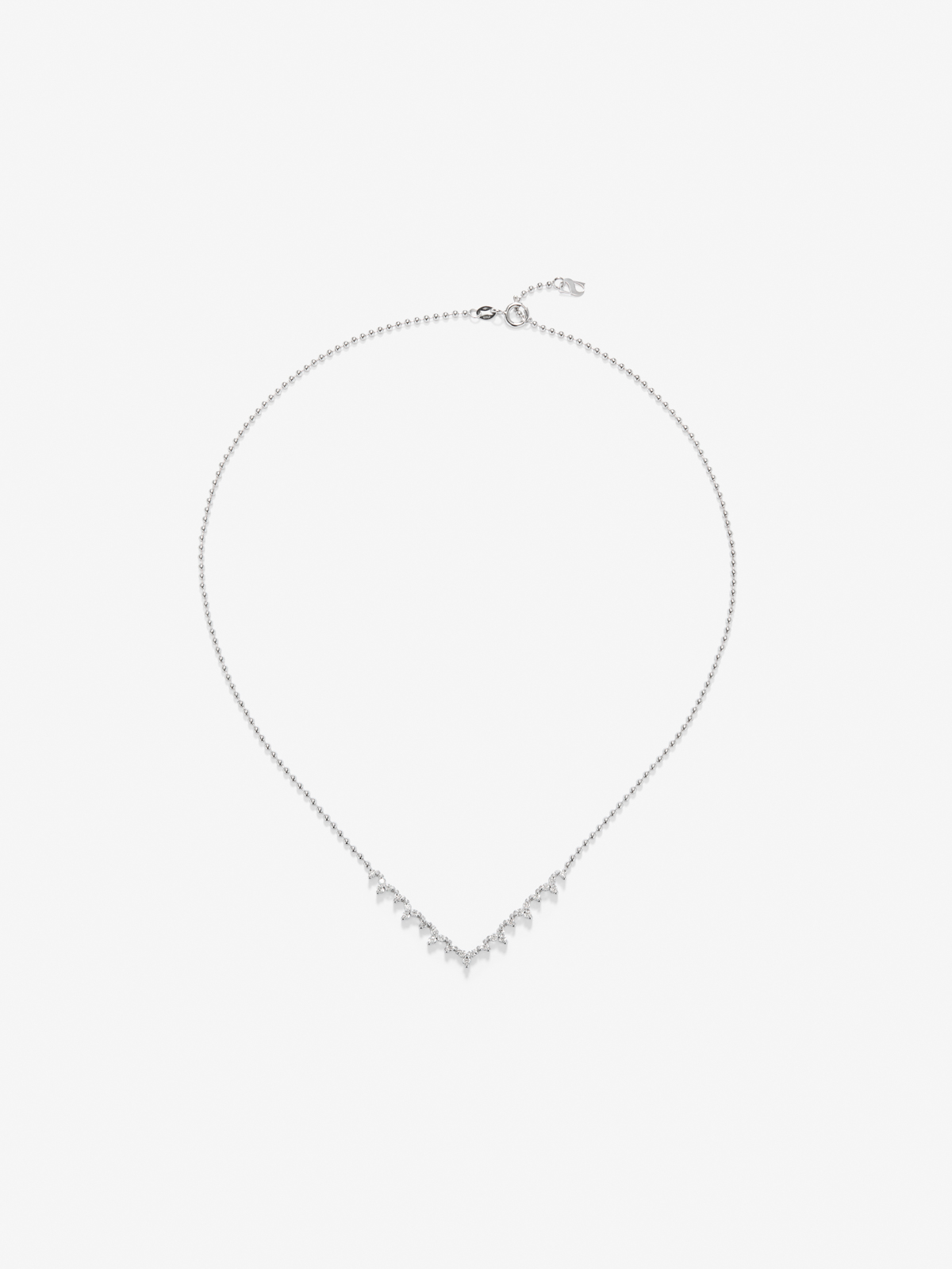 18K white gold pendant with white diamonds of 1.25 cts