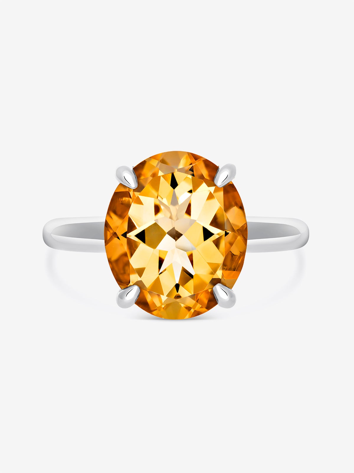 925 silver cocktail ring with oval-cut citrine quartz of 3.89 cts