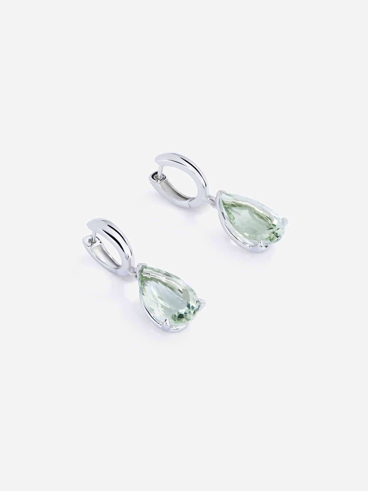 925 Silver hoop earrings with hanging green amethyst