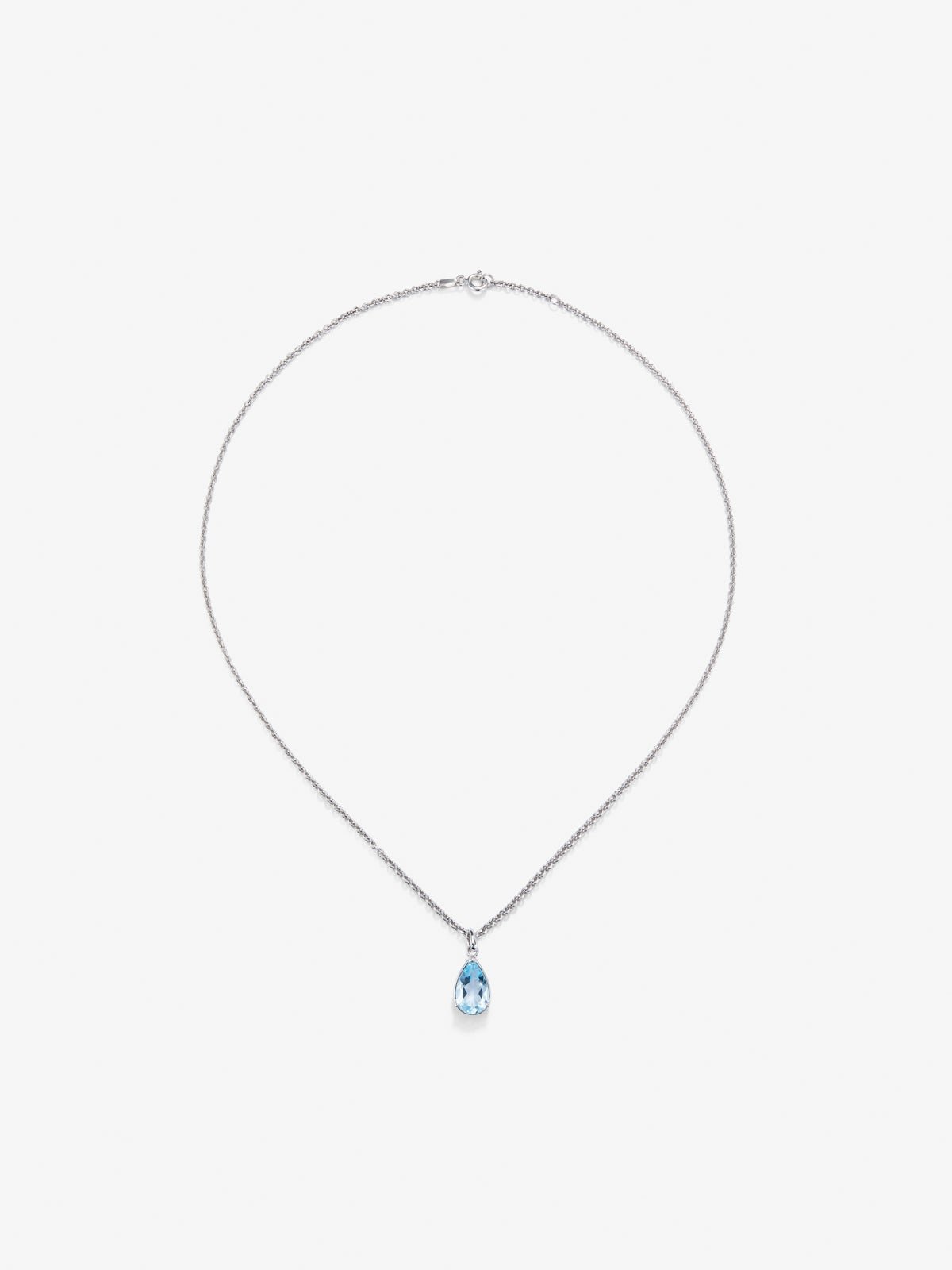 925 silver pendant with pear-cut sky blue topaz