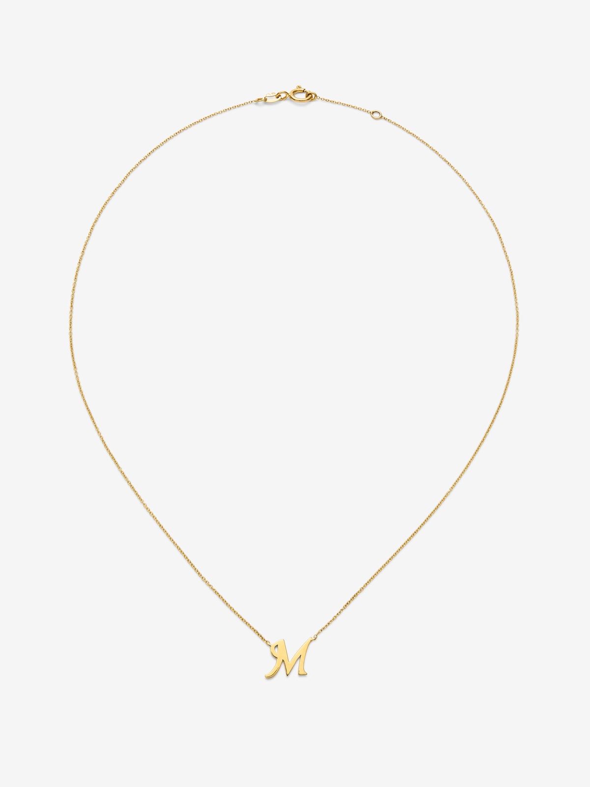 Colgante de oro amarillo de 18K con letra M
