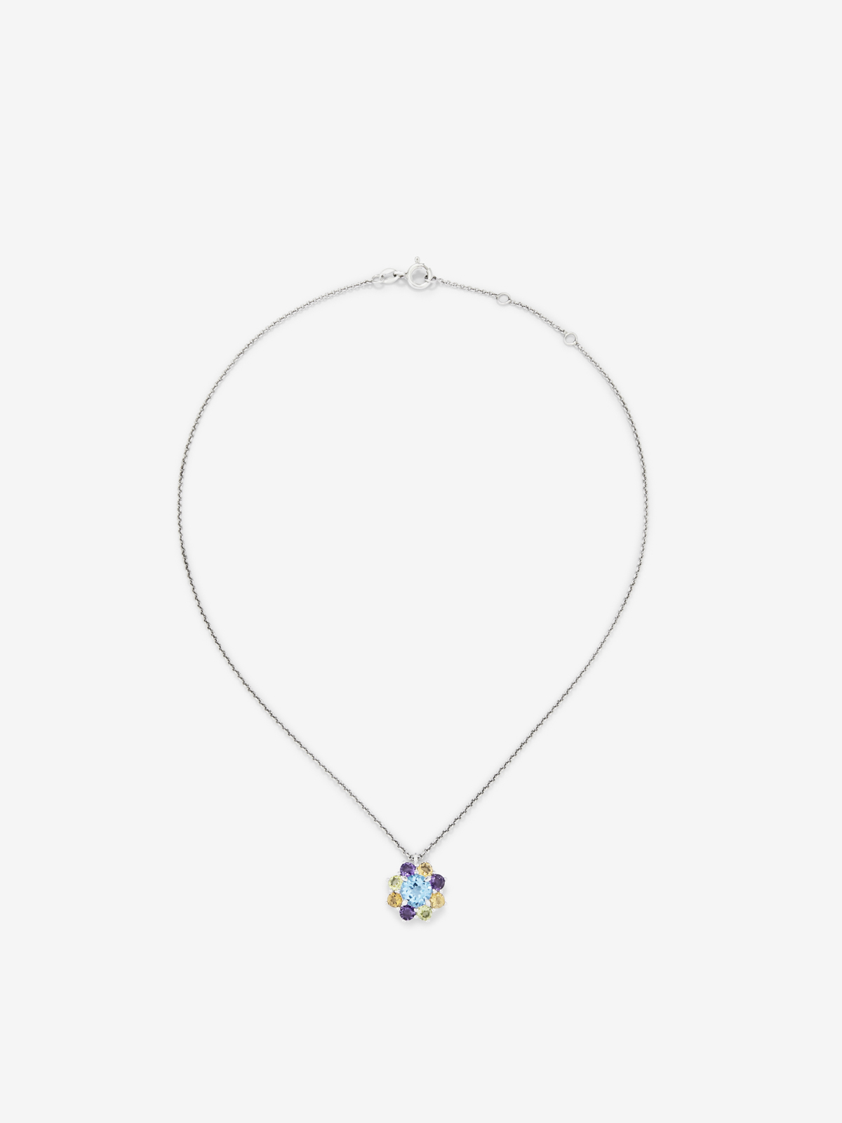 925 silver rosette pendant with multicolored gems
